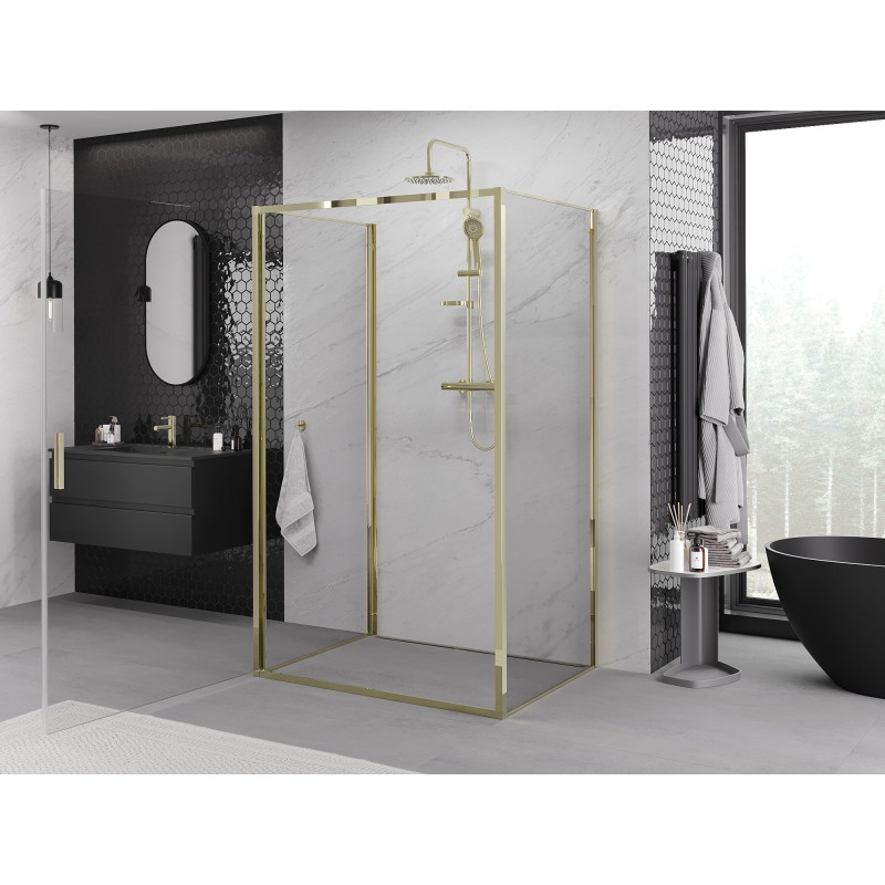 Mexen Exo-B 3S kabina prysznicowa 3-ścienna uchylna 95 x 90 cm, transparent, złota - 817-095-090-50-00-3S