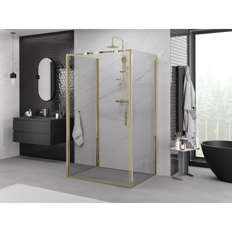 Mexen Exo-B 3S kabina prysznicowa 3-ścienna uchylna 100 x 95 cm, transparent, złota - 817-100-095-50-00-3S