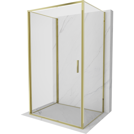 Mexen Exo-B 3S kabina prysznicowa 3-ścienna uchylna 80 x 100 cm, transparent, złota - 817-080-100-50-00-3S