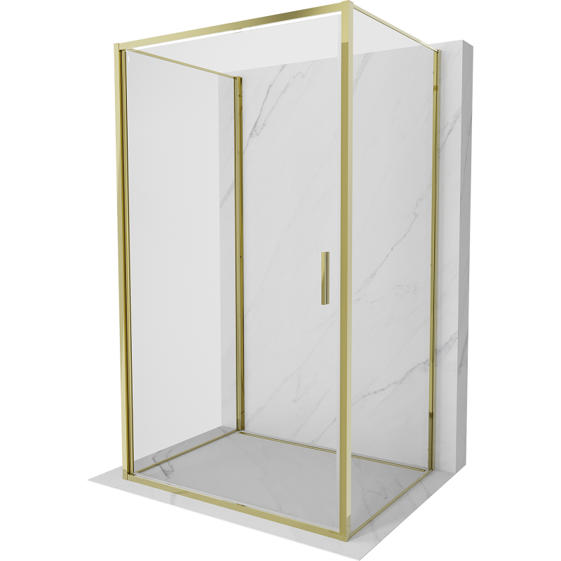 Mexen Exo-3S kabina prysznicowa 3-ścienna uchylna 100 x 120 cm, transparent, złota - 817-100-120-50-00-3S
