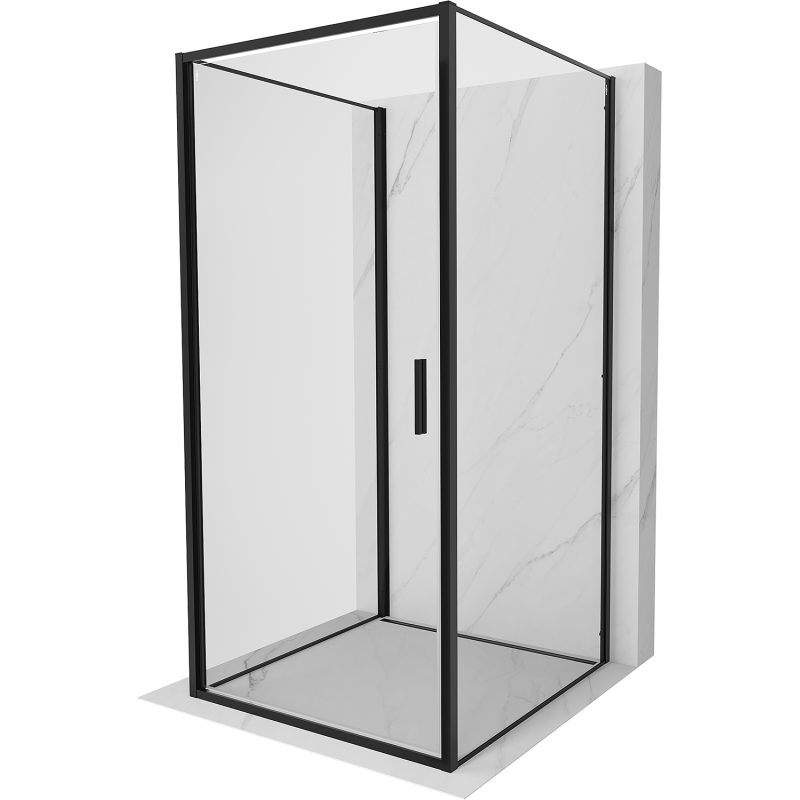 Mexen Exo-3S kabina prysznicowa 3-ścienna uchylna 70 x 70 cm, transparent, czarna - 817-070-070-70-00-3S