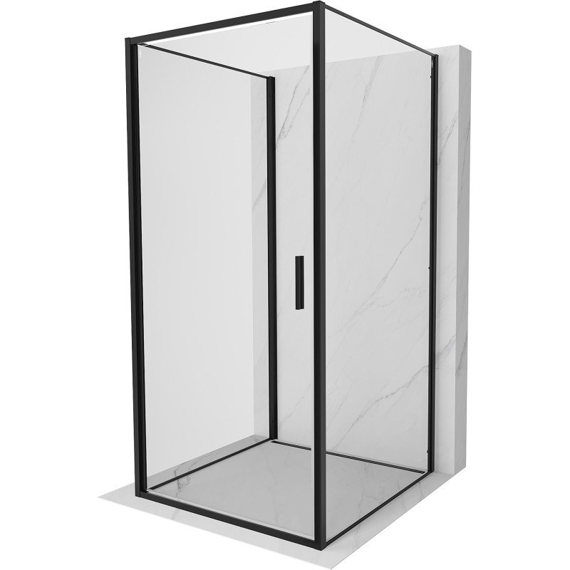 Mexen Exo-B 3S kabina prysznicowa 3-ścienna uchylna 75 x 75 cm, transparent, czarna - 817-075-075-70-00-3S