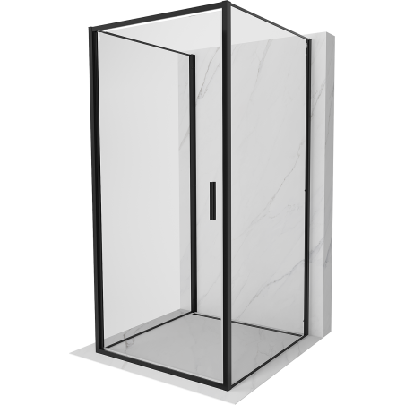 Mexen Exo-3S kabina prysznicowa 3-ścienna uchylna 80 x 80 cm, transparent, czarna - 817-080-080-70-00-3S