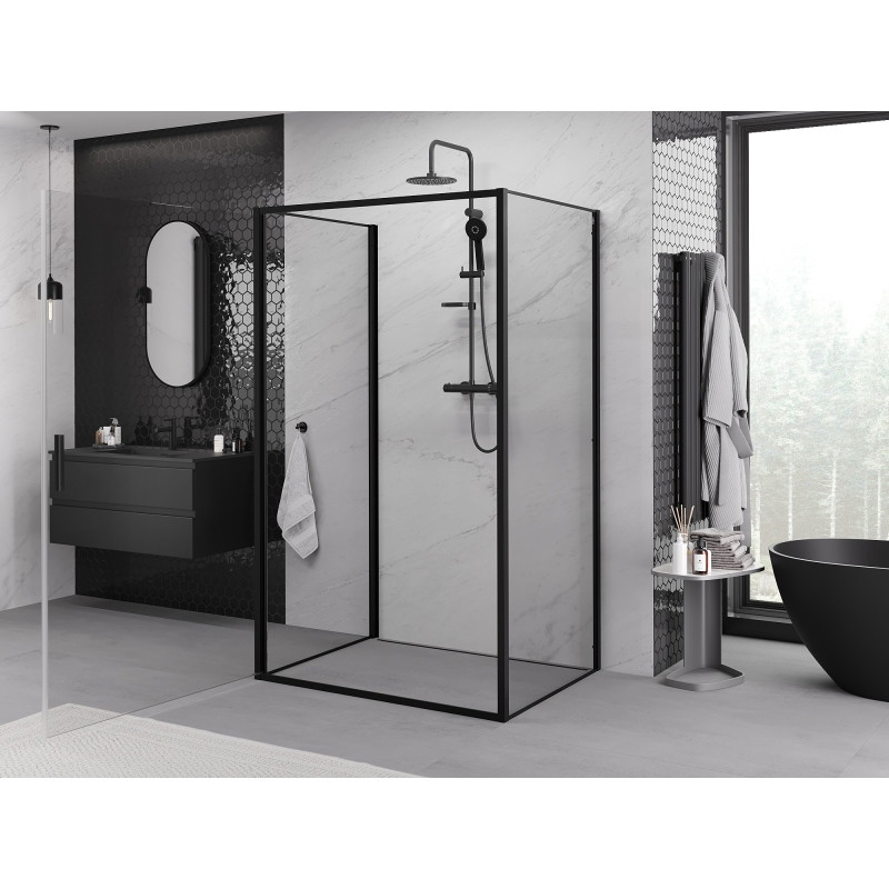 Mexen Exo-B 3S kabina prysznicowa 3-ścienna uchylna 100 x 70 cm, transparent, czarna - 817-100-070-70-00-3S