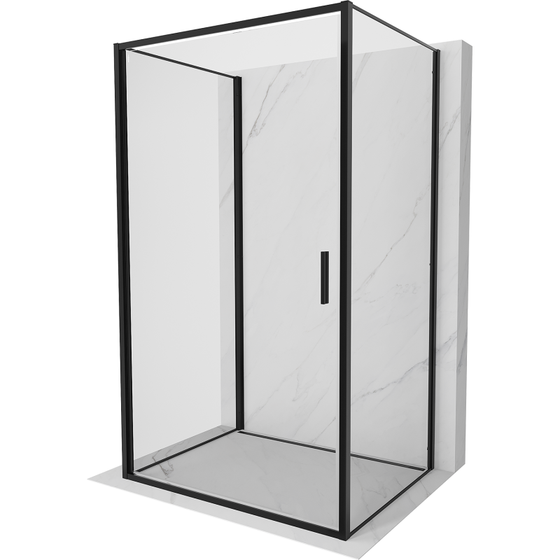 Mexen Exo-3S kabina prysznicowa 3-ścienna uchylna 70 x 80 cm, transparent, czarna - 817-070-080-70-00-3S