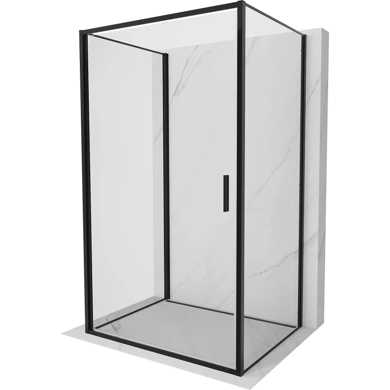 Mexen Exo-3S kabina prysznicowa 3-ścienna uchylna 75 x 120 cm, transparent, czarna - 817-075-120-70-00-3S