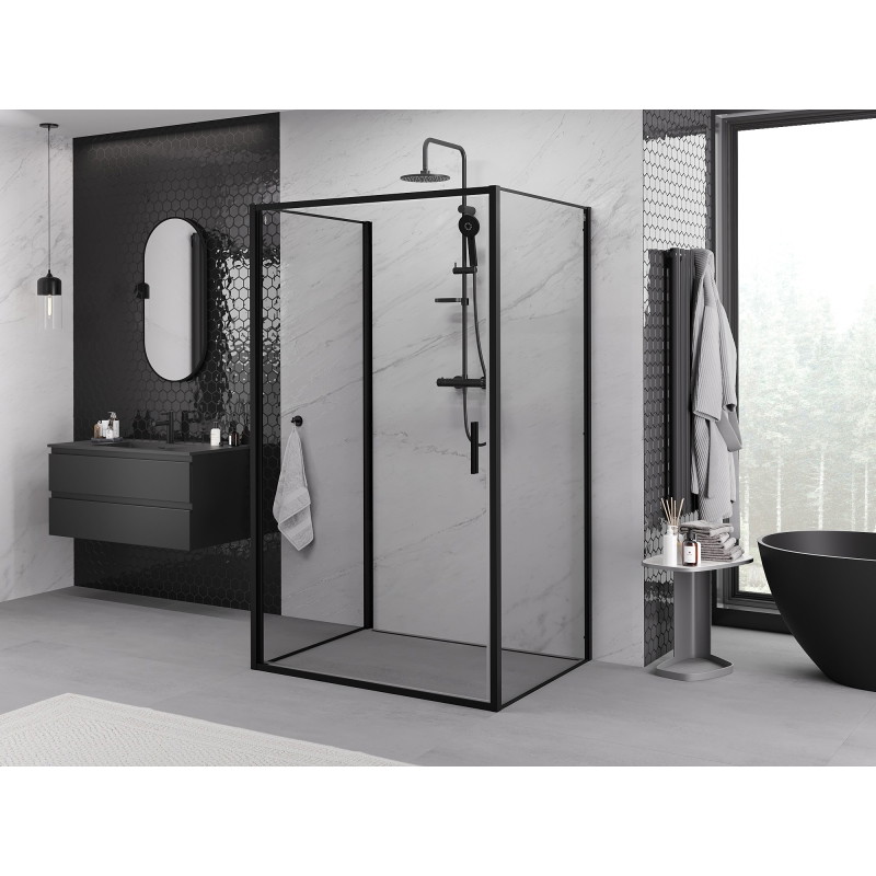 Mexen Exo-B 3S kabina prysznicowa 3-ścienna uchylna 100 x 120 cm, transparent, czarna - 817-100-120-70-00-3S