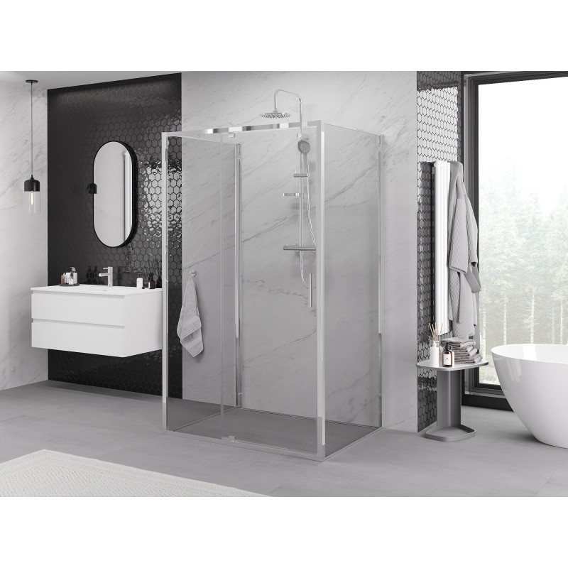 Mexen Exo-R 3S kabina prysznicowa 3-ścienna uchylna 155 x 85 cm, transparent, chrom - 819-155-085-01-00-3S