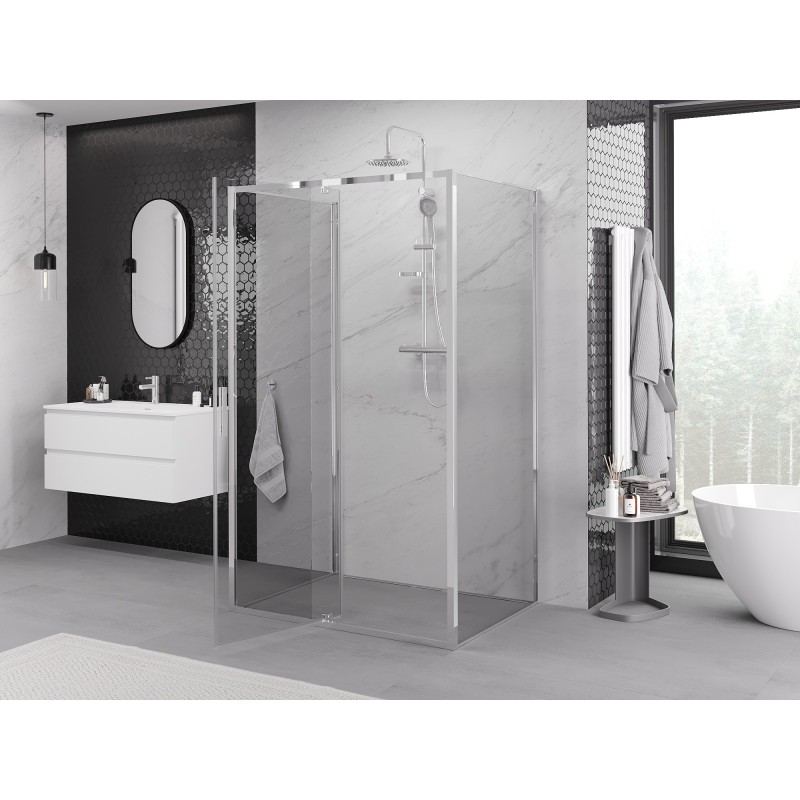 Mexen Exo-3S kabina prysznicowa 3-ścienna uchylna 125 x 90 cm, transparent, chrom - 819-125-090-01-00-3S