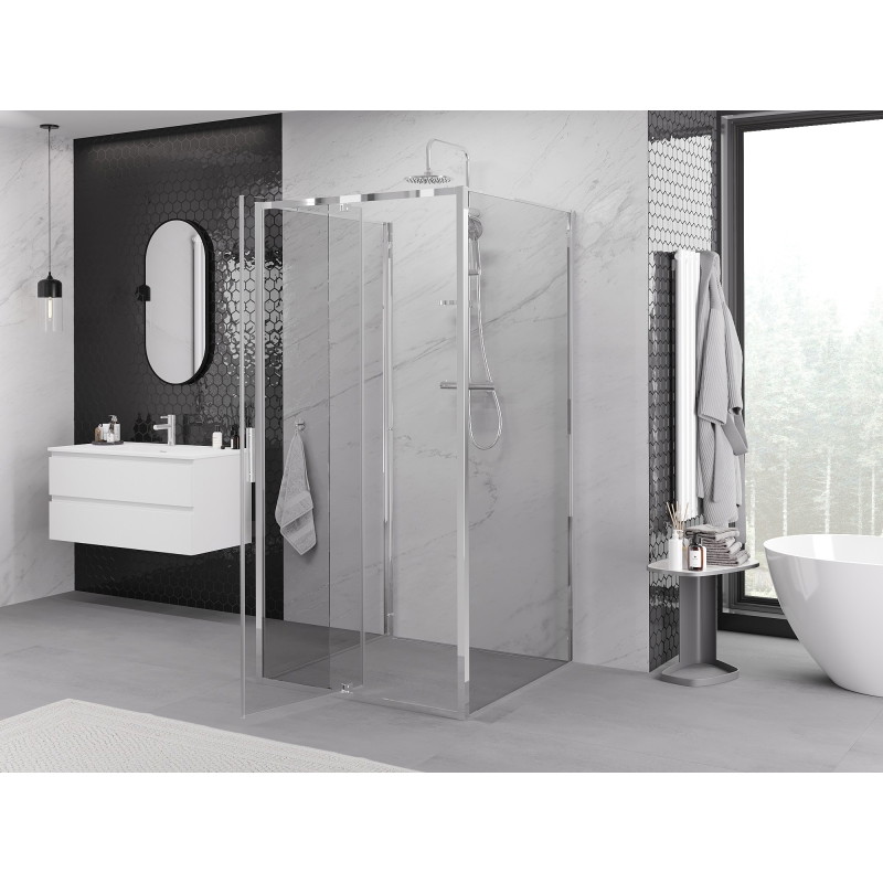 Mexen Exo-R 3S kabina prysznicowa 3-ścienna uchylna 95 x 95 cm, transparent, chrom - 819-095-095-01-00-3S