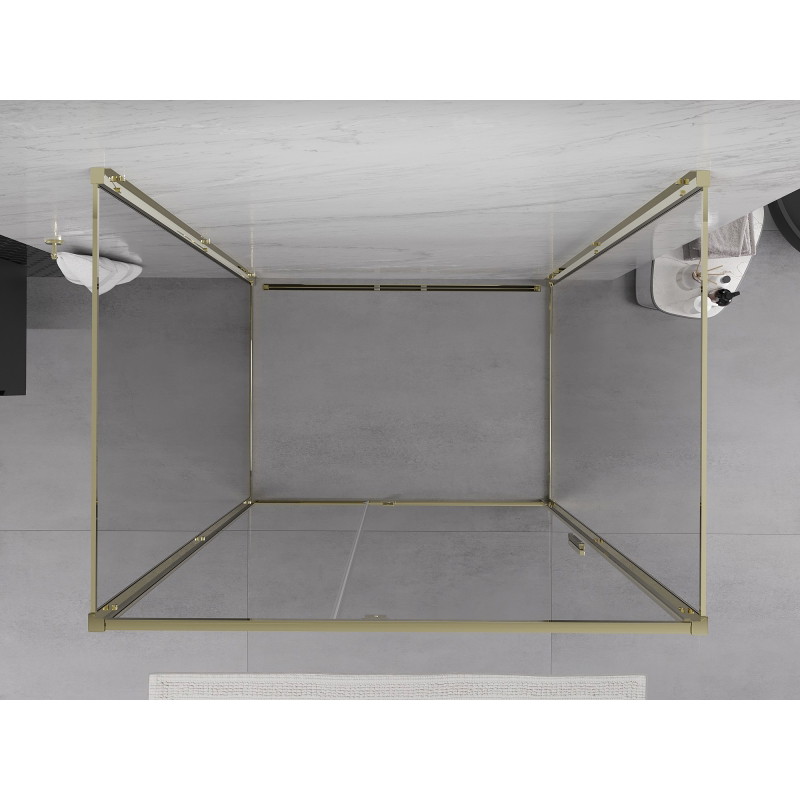 Mexen Exo-R 3S kabina prysznicowa 3-ścienna uchylna 90 x 75 cm, transparent, złota - 819-090-075-50-00-3S