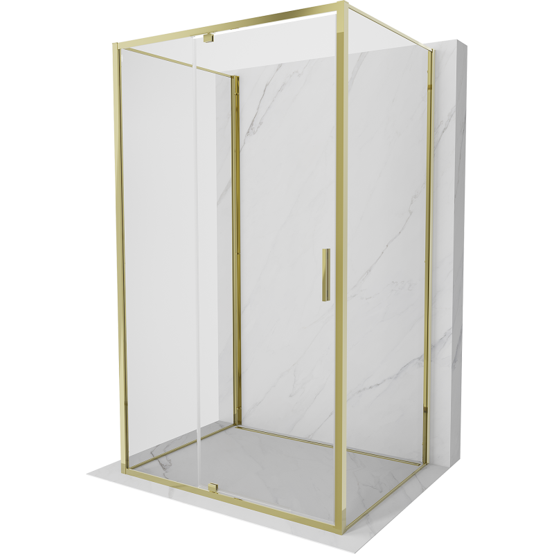 Mexen Exo-3S kabina prysznicowa 3-ścienna uchylna 145 x 75 cm, transparent, złota - 819-145-075-50-00-3S