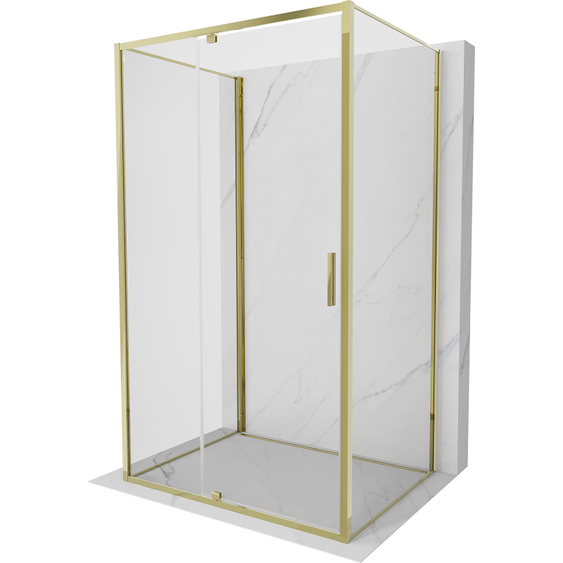 Mexen Exo-3S kabina prysznicowa 3-ścienna uchylna 140 x 80 cm, transparent, złota - 819-140-080-50-00-3S