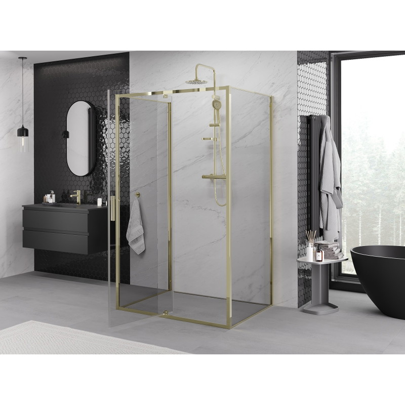 Mexen Exo-R 3S kabina prysznicowa 3-ścienna uchylna 115 x 85 cm, transparent, złota - 819-115-085-50-00-3S