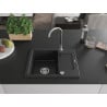 Mexen Enzo zlewozmywak granitowy 1-komorowy z ociekaczem 576 x 465 mm, czarny/srebrny metalik, syfon chrom - 6506571005-73