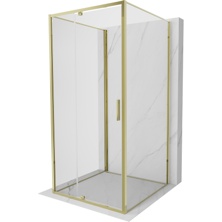 Mexen Exo-R 3S kabina prysznicowa 3-ścienna uchylna 100 x 100 cm, transparent, złota - 819-100-100-50-00-3S