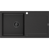 Mexen Leo zlewozmywak granitowy 1-komorowy z ociekaczem 900 x 500 mm, czarny/srebrny metalik, syfon czarny - 6501901010-73-B