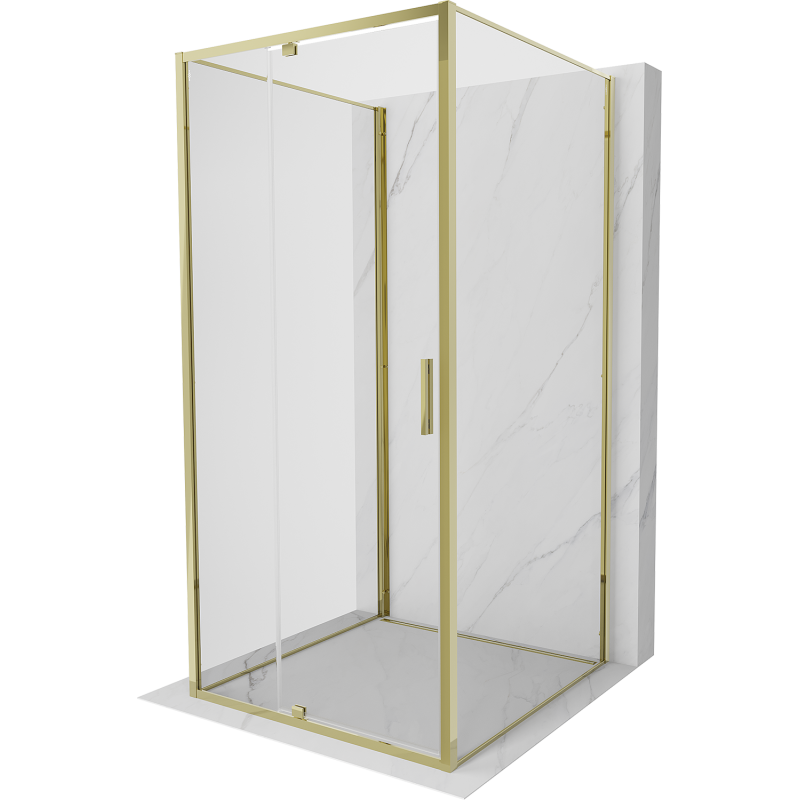 Mexen Exo-3S kabina prysznicowa 3-ścienna uchylna 110 x 110 cm, transparent, złota - 819-110-110-50-00-3S