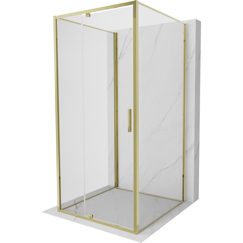 Mexen Exo-R 3S kabina prysznicowa 3-ścienna uchylna 110 x 110 cm, transparent, złota - 819-110-110-50-00-3S