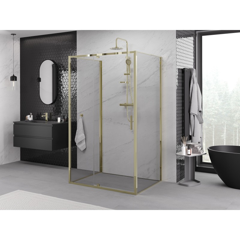 Mexen Exo-3S kabina prysznicowa 3-ścienna uchylna 90 x 120 cm, transparent, złota - 819-090-120-50-00-3S