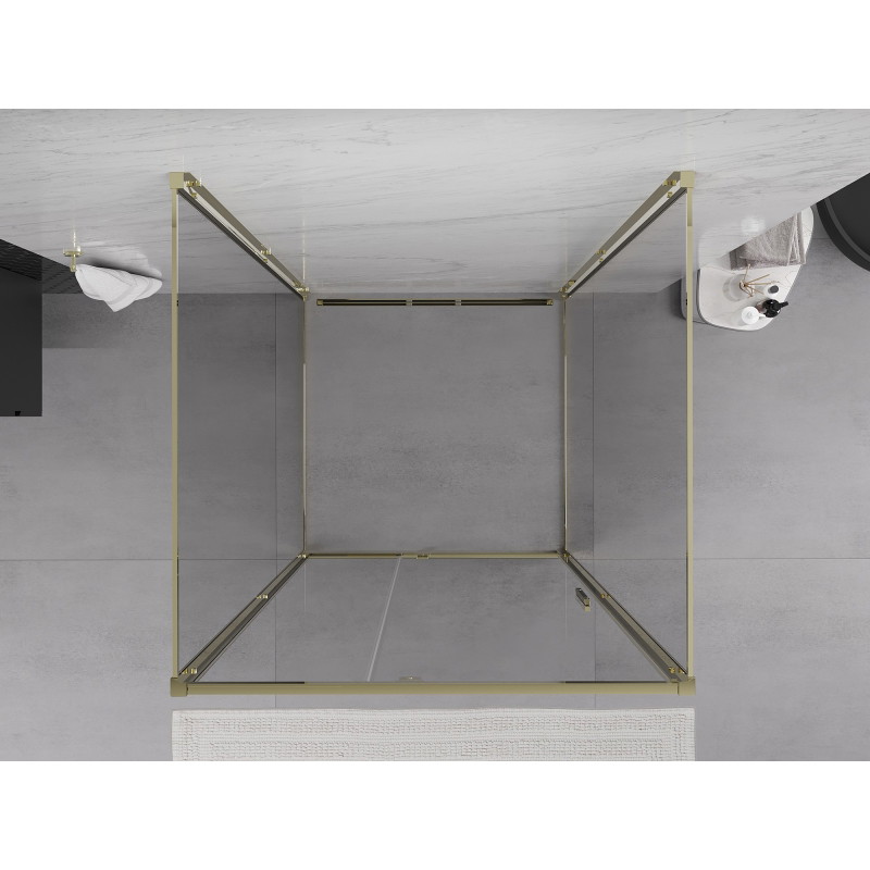 Mexen Exo-R 3S kabina prysznicowa 3-ścienna uchylna 120 x 120 cm, transparent, złota - 819-120-120-50-00-3S