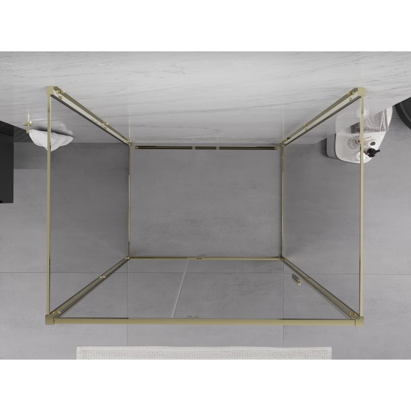 Mexen Exo-3S kabina prysznicowa 3-ścienna uchylna 135 x 120 cm, transparent, złota - 819-135-120-50-00-3S