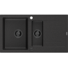 Mexen Matias zlewozmywak granitowy 1,5-komorowy z ociekaczem 900 x 505 mm czarny/srebrny metalik, syfon czarny - 6502901505-73-B