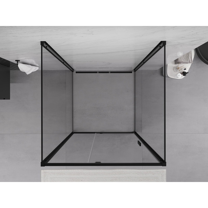 Mexen Exo-R 3S kabina prysznicowa 3-ścienna uchylna 110 x 110 cm, transparent, czarna - 819-110-110-70-00-3S