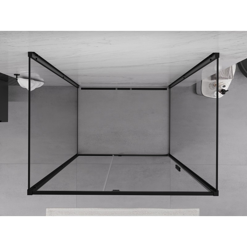 Mexen Exo-3S kabina prysznicowa 3-ścienna uchylna 150 x 80 cm, transparent, czarna - 819-150-080-70-00-3S