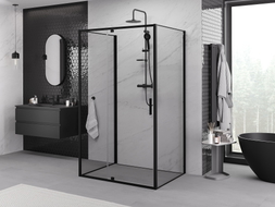 Mexen Exo-R 3S kabina prysznicowa 3-ścienna uchylna 100 x 90 cm, transparent, czarna - 819-100-090-70-00-3S