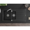 Mexen Andres zlewozmywak granitowy 1,5-komorowy z ociekaczem 1000 x 500 mm, czarny/srebrny metalik, syfon chrom - 6515101510-73