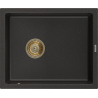 Mexen Pedro zlewozmywak granitowy 1-komorowy 560 x 460 mm, czarny/złoty metalik, syfon złoty - 6508561000-75-G