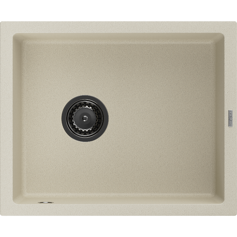 Mexen Pedro zlewozmywak granitowy 1-komorowy 560 x 460 mm, beżowy, syfon czarny - 6508561000-69-B