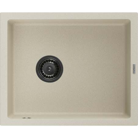 Mexen Pedro zlewozmywak granitowy 1-komorowy 560 x 460 mm, beżowy, syfon czarny - 6508561000-69-B