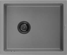 Mexen Pedro zlewozmywak granitowy 1-komorowy 560 x 460 mm, szary, syfon czarny - 6508561000-71-B