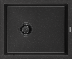 Mexen Pedro zlewozmywak granitowy 1-komorowy 560 x 460 mm, czarny/srebrny metalik, syfon czarny - 6508561000-73-B