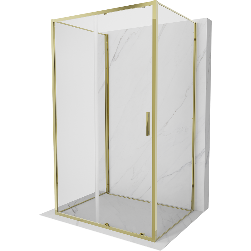 Mexen Exo-3S kabina prysznicowa 3-ścienna rozsuwana 125 x 70 cm, transparent, złota - 8151-125-070-50-00-3S