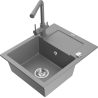 Mexen Enzo zlewozmywak granitowy 1-komorowy z ociekaczem i baterią kuchenną Duero, szary - 6506-71-671600-71