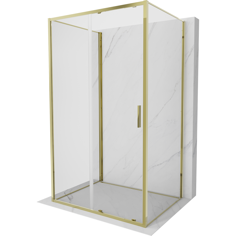 Mexen Exo-3S kabina prysznicowa 3-ścienna rozsuwana 115 x 80 cm, transparent, złota - 8151-115-080-50-00-3S