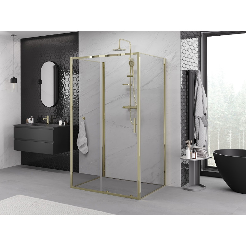 Mexen Exo-S 3S kabina prysznicowa 3-ścienna rozsuwana 115 x 85 cm, transparent, złota - 8151-115-085-50-00-3S