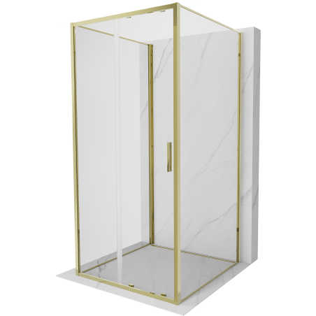 Mexen Exo-S 3S kabina prysznicowa 3-ścienna rozsuwana 90 x 90 cm, transparent, złota - 8151-090-090-50-00-3S