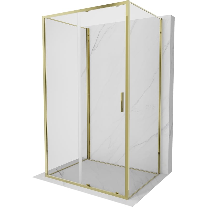 Mexen Exo-S 3S kabina prysznicowa 3-ścienna rozsuwana 125 x 90 cm, transparent, złota - 8151-125-090-50-00-3S