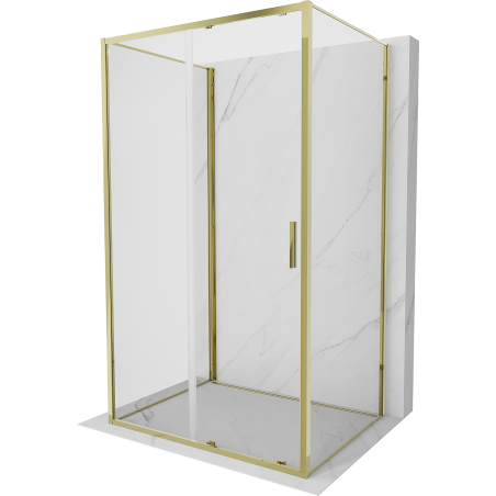 Mexen Exo-S 3S kabina prysznicowa 3-ścienna rozsuwana 125 x 90 cm, transparent, złota - 8151-125-090-50-00-3S