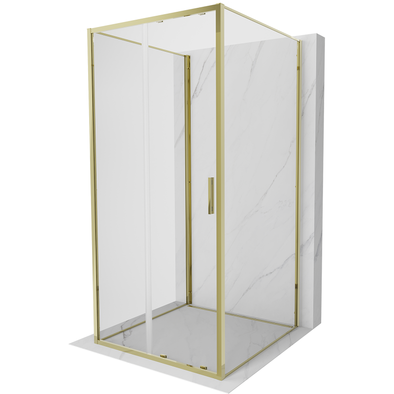 Mexen Exo-3S kabina prysznicowa 3-ścienna rozsuwana 100 x 100 cm, transparent, złota - 8151-100-100-50-00-3S