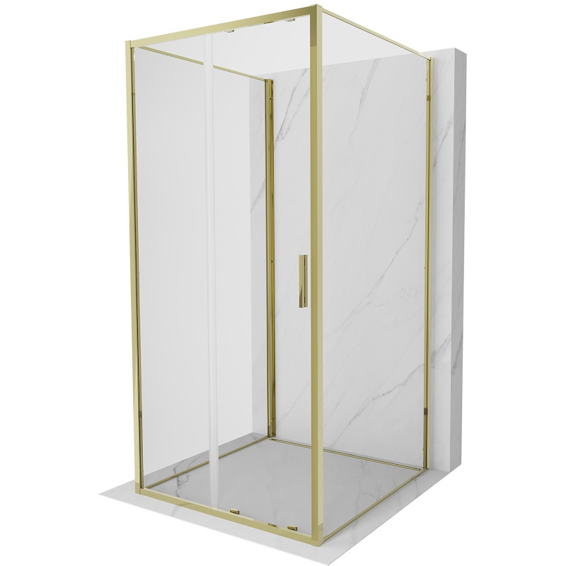 Mexen Exo-S 3S kabina prysznicowa 3-ścienna rozsuwana 100 x 100 cm, transparent, złota - 8151-100-100-50-00-3S