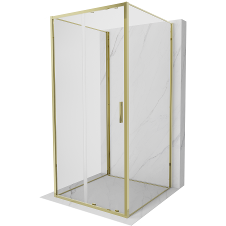 Mexen Exo-3S kabina prysznicowa 3-ścienna rozsuwana 100 x 100 cm, transparent, złota - 8151-100-100-50-00-3S
