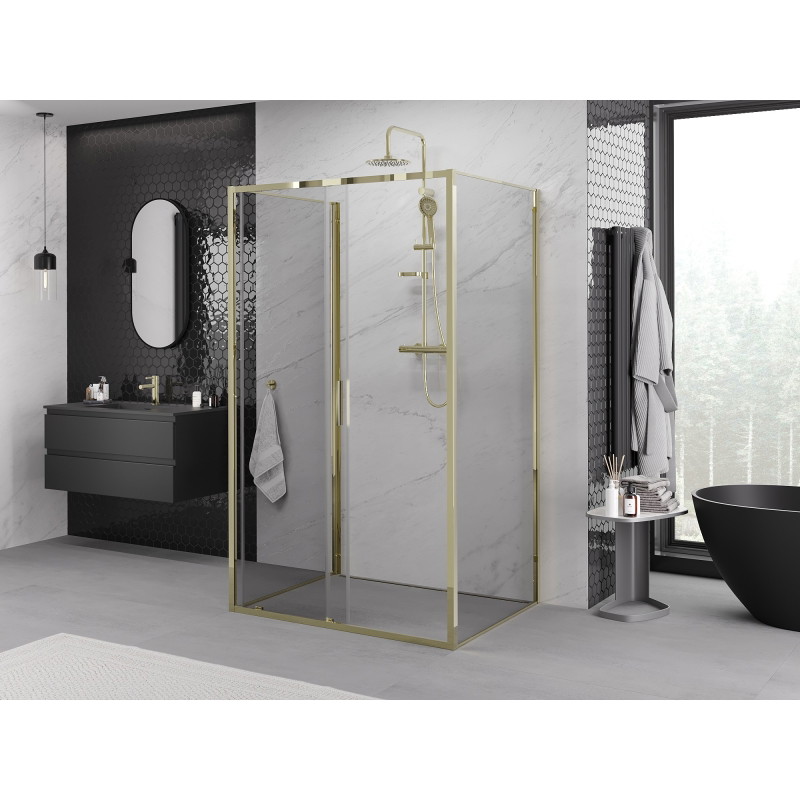 Mexen Exo-S 3S kabina prysznicowa 3-ścienna rozsuwana 90 x 110 cm, transparent, złota - 8151-090-110-50-00-3S