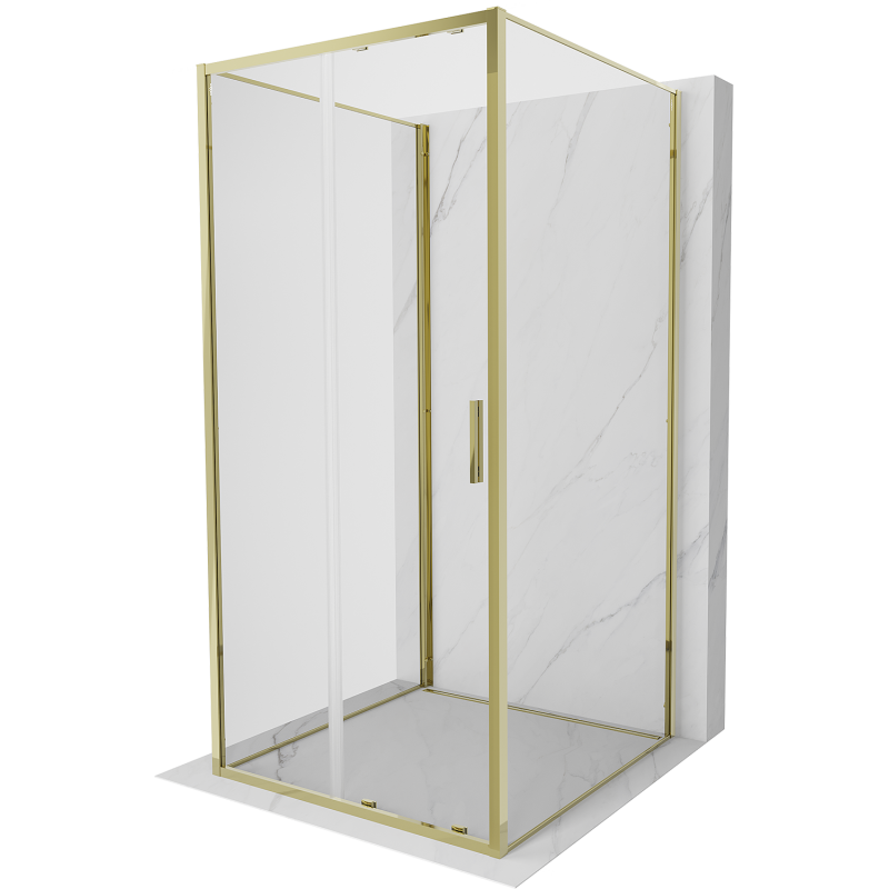 Mexen Exo-3S kabina prysznicowa 3-ścienna rozsuwana 110 x 110 cm, transparent, złota - 8151-110-110-50-00-3S