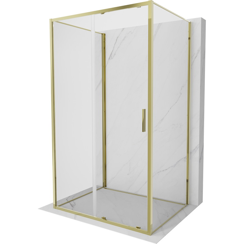 Mexen Exo-S 3S kabina prysznicowa 3-ścienna rozsuwana 135 x 110 cm, transparent, złota - 8151-135-110-50-00-3S