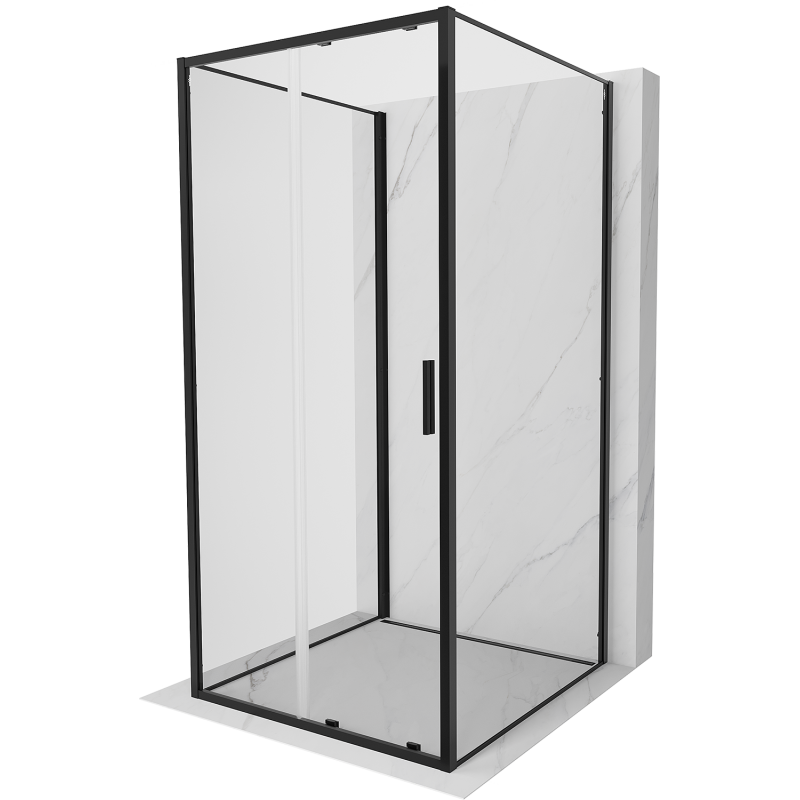 Mexen Exo-3S kabina prysznicowa 3-ścienna rozsuwana 90 x 90 cm, transparent, czarna - 8151-090-090-70-00-3S